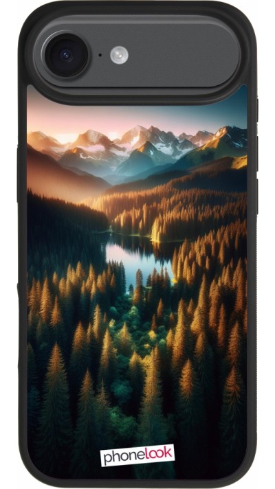 iPhone Air Case Hülle - Silikon schwarz Sonnenuntergang Waldsee