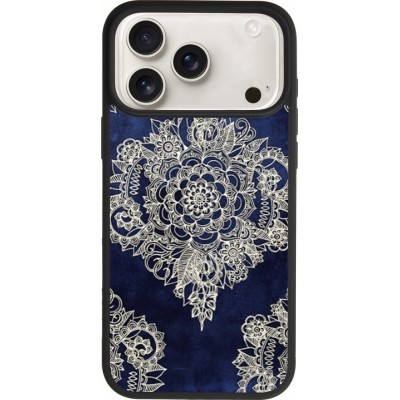iPhone 17 Pro Max Case Hülle - Silikon schwarz Cream Flower Moroccan
