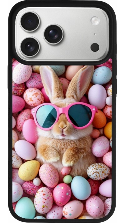 Coque iPhone 17 Pro Max - Silicone rigide noir Easter 2026 Rabbit fun