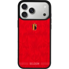 Coque iPhone 17 Pro Max - Silicone rigide noir Maillot de football Belgique 2026 personnalisable