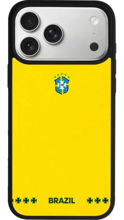 iPhone 17 Pro Max Case Hülle - Silikon schwarz Brasilien 2026 personalisierbares Fussballtrikot