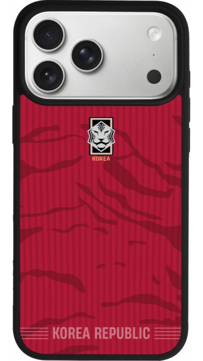 Coque iPhone 17 Pro Max - Silicone rigide noir Maillot de football Corée du Sud 2026 personnalisable