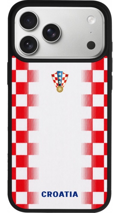 iPhone 17 Pro Max Case Hülle - Silikon schwarz Kroatien 2026 personalisierbares Fussballtrikot