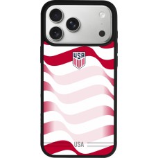 Coque iPhone 17 Pro Max - Silicone rigide noir Maillot de football États Unis 2026 personnalisable