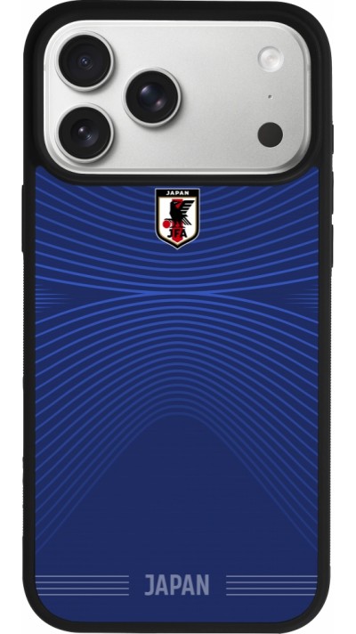 Coque iPhone 17 Pro Max - Silicone rigide noir Maillot de football Japon 2026 personnalisable