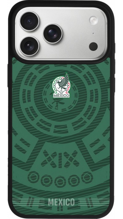 Coque iPhone 17 Pro Max - Silicone rigide noir Maillot de football Mexique 2026 personnalisable