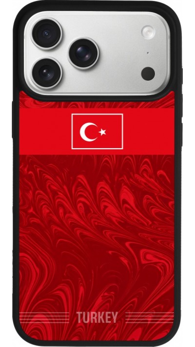 Coque iPhone 17 Pro Max - Silicone rigide noir Maillot de football Turquie 2026 personnalisable