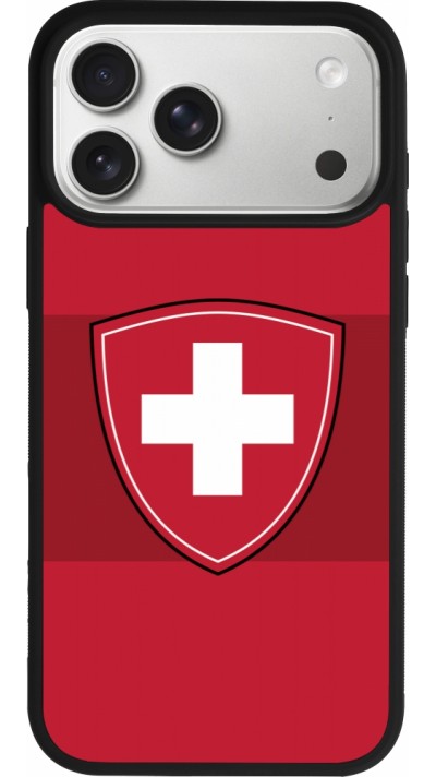 Coque iPhone 17 Pro Max - Silicone rigide noir Hockey World Championship Ecusson Suisse