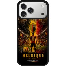 Coque iPhone 17 Pro Max - Silicone rigide noir Football Belgique splash 2026