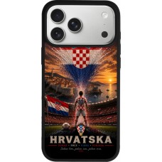 Coque iPhone 17 Pro Max - Silicone rigide noir Football Croatie splash 2026