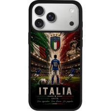Coque iPhone 17 Pro Max - Silicone rigide noir Football Italie splash 2026