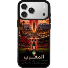 Coque iPhone 17 Pro Max - Silicone rigide noir Football Maroc splash 2026