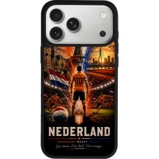 Coque iPhone 17 Pro Max - Silicone rigide noir Football Pays-Bas splash 2026