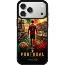 Coque iPhone 17 Pro Max - Silicone rigide noir Football Portugal splash 2026