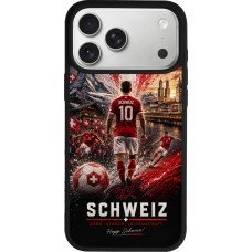 Coque iPhone 17 Pro Max - Silicone rigide noir Football Schweiz splash 2026