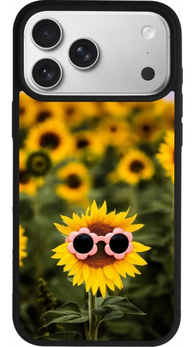 Coque iPhone 17 Pro Max - Silicone rigide noir Sunflower with glasses Spring 2026