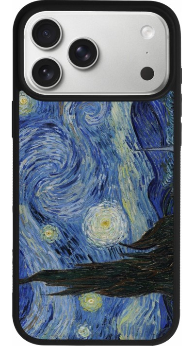 Coque iPhone 17 Pro Max - Silicone rigide noir Tableau art - La Nuit étoilée - Van Gogh