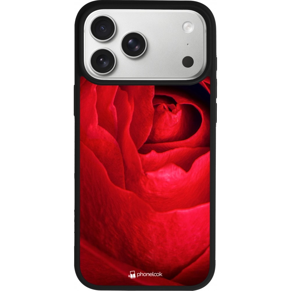 iPhone 17 Pro Max Case Hülle - Silikon schwarz Valentine 2022 Rose