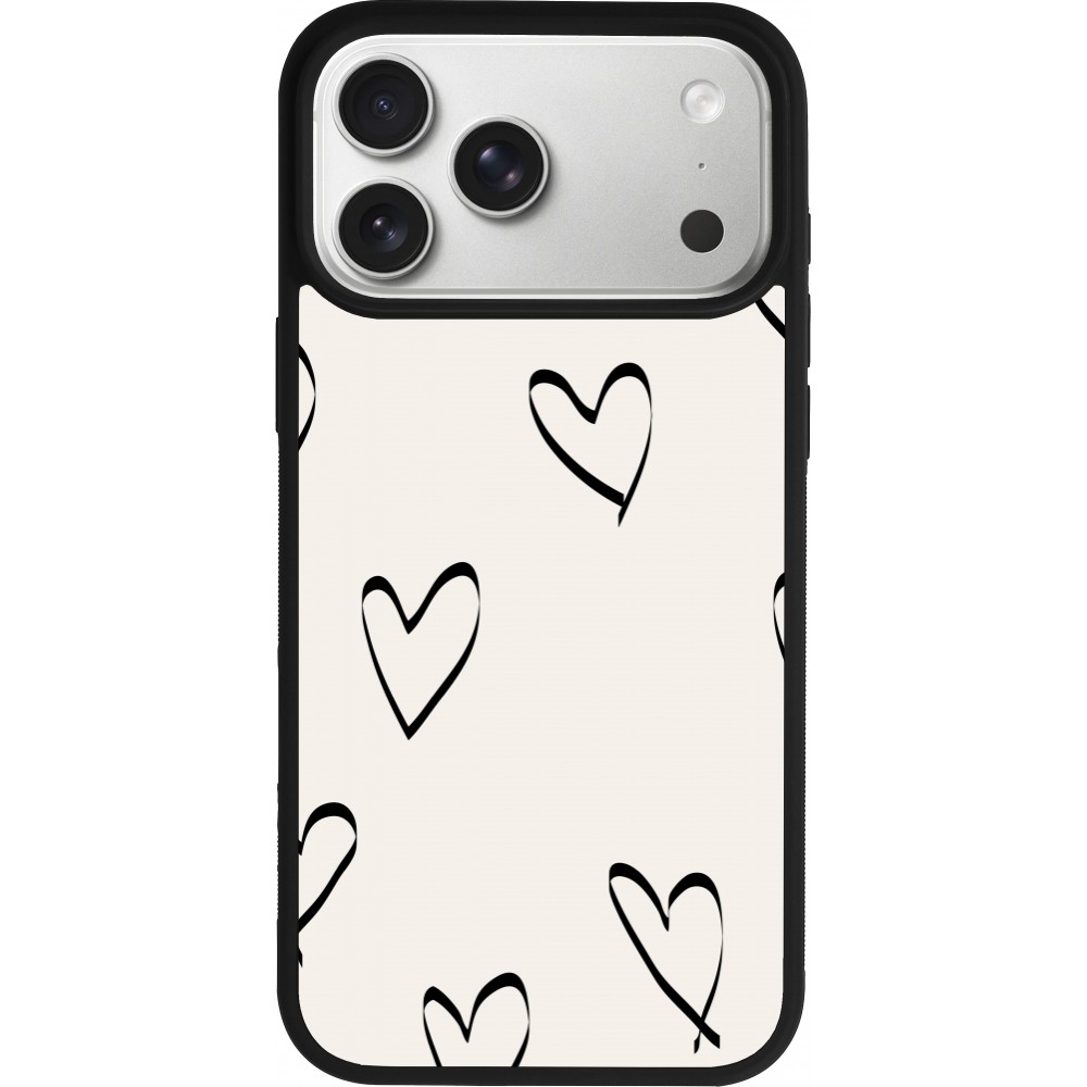 iPhone 17 Pro Max Case Hülle - Silikon schwarz Valentine 2023 minimalist hearts