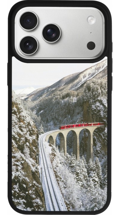 Coque iPhone 17 Pro Max - Silicone rigide noir Winter 25 Winter polar express