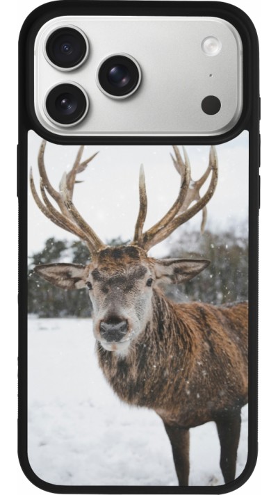 Coque iPhone 17 Pro Max - Silicone rigide noir Winter 25 Winter reindeer