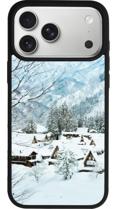 Coque iPhone 17 Pro Max - Silicone rigide noir Winter 25 Winter snowy landscape