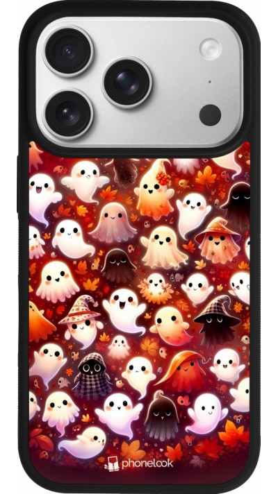 Coque iPhone 17 Pro - Silicone rigide noir Fantômes automne mignons