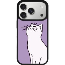 iPhone 17 Pro Case Hülle - Silikon schwarz Chat auf lila Hintergrund