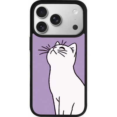 iPhone 17 Pro Case Hülle - Silikon schwarz Chat auf lila Hintergrund