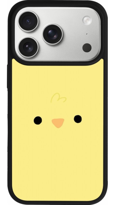 Coque iPhone 17 Pro - Silicone rigide noir Easter 2026 Little chicken