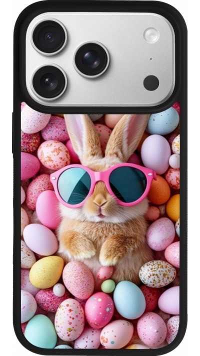 Coque iPhone 17 Pro - Silicone rigide noir Easter 2026 Rabbit fun