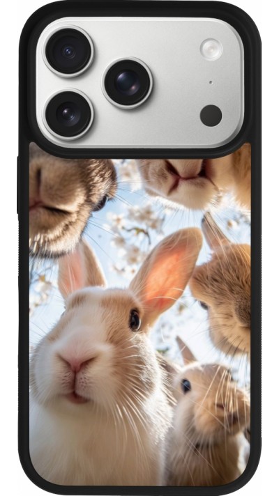Coque iPhone 17 Pro - Silicone rigide noir Easter 2026 Rabbits