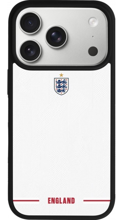 Coque iPhone 17 Pro - Silicone rigide noir Maillot de football Angleterre 2026 personnalisable