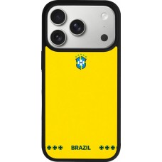 iPhone 17 Pro Case Hülle - Silikon schwarz Brasilien 2026 personalisierbares Fussballtrikot