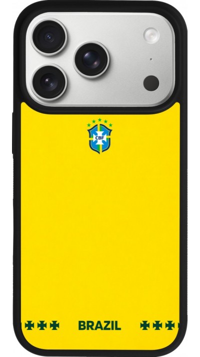 iPhone 17 Pro Case Hülle - Silikon schwarz Brasilien 2026 personalisierbares Fussballtrikot