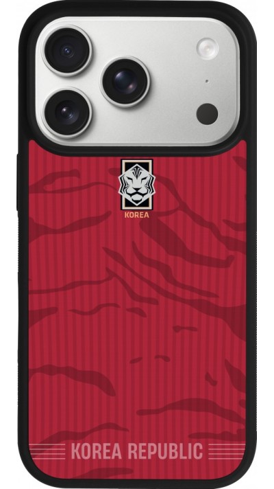 Coque iPhone 17 Pro - Silicone rigide noir Maillot de football Corée du Sud 2026 personnalisable