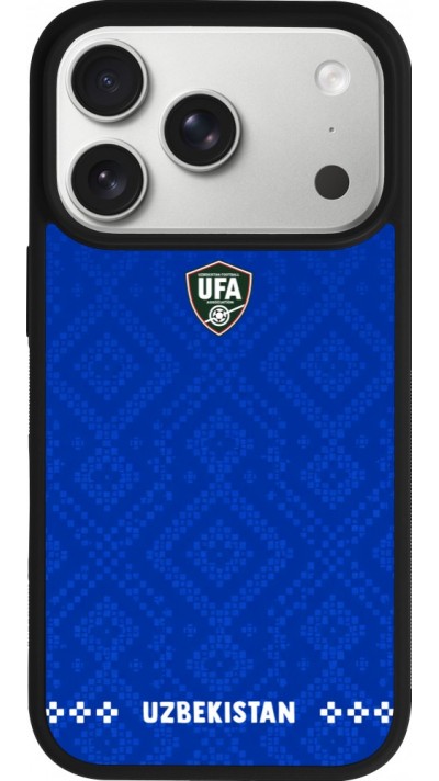 Coque iPhone 17 Pro - Silicone rigide noir Maillot de football Ouzbékistan 2026 personnalisable