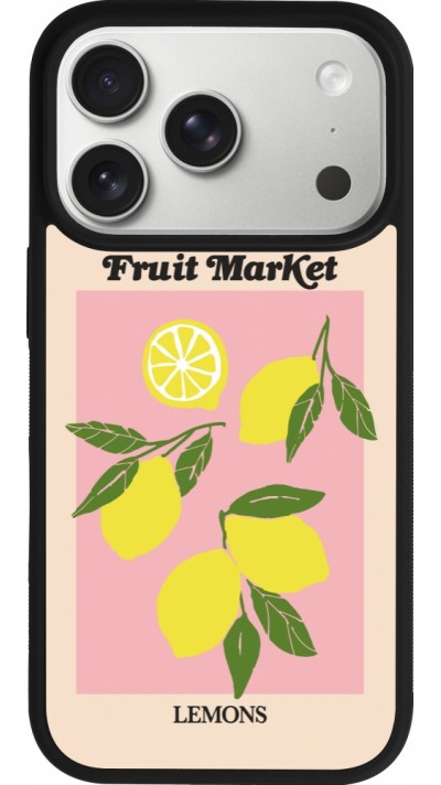 Coque iPhone 17 Pro - Silicone rigide noir Fruit market lemons 2026