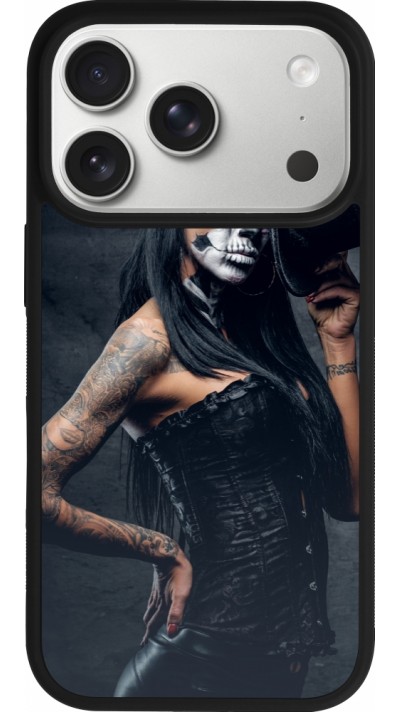Coque iPhone 17 Pro - Silicone rigide noir Halloween 22 Tattooed Girl
