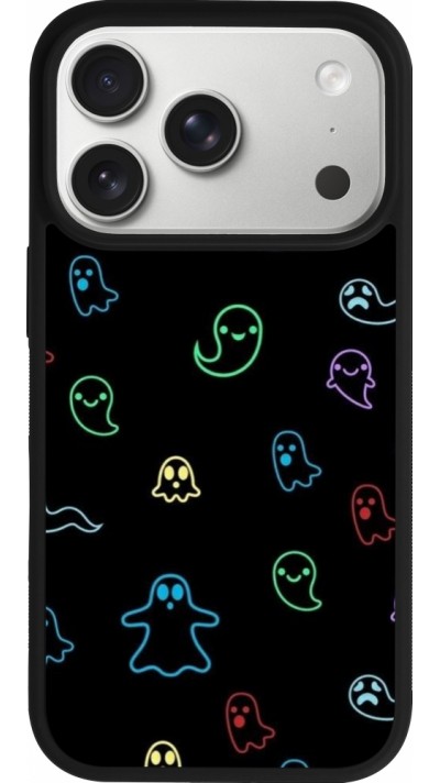 Coque iPhone 17 Pro - Silicone rigide noir Halloween 2024 colorful ghosts