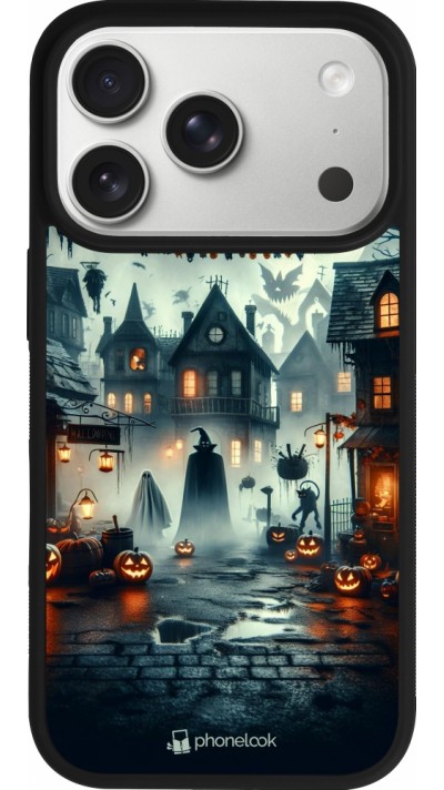 Coque iPhone 17 Pro - Silicone rigide noir Halloween Spookville
