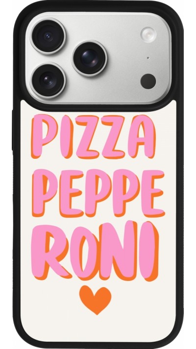 Coque iPhone 17 Pro - Silicone rigide noir Pizza pepperoni 2026