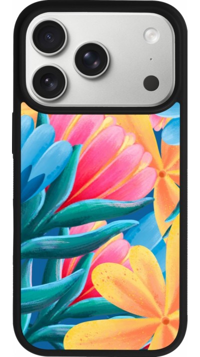 iPhone 17 Pro Case Hülle - Silikon schwarz Spring 23 colorful flowers