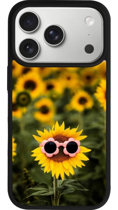Coque iPhone 17 Pro - Silicone rigide noir Sunflower with glasses Spring 2026