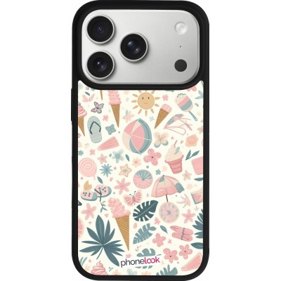 iPhone 17 Pro Case Hülle - Silikon schwarz Sommer Pink Muster