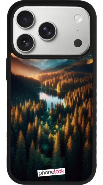 iPhone 17 Pro Case Hülle - Silikon schwarz Sonnenuntergang Waldsee