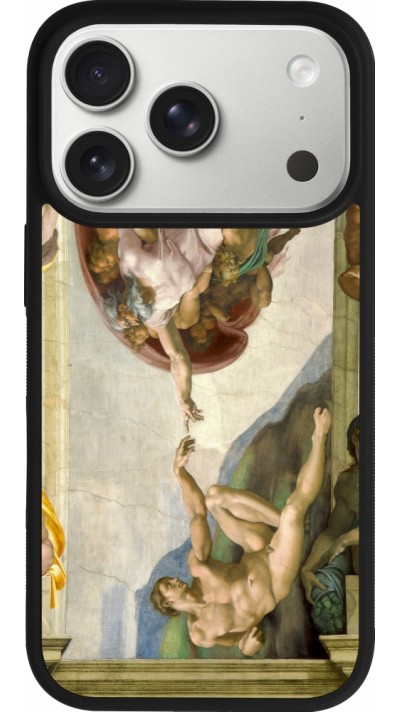 Coque iPhone 17 Pro - Silicone rigide noir Tableau art - La Création d’Adam - Michel-Ange