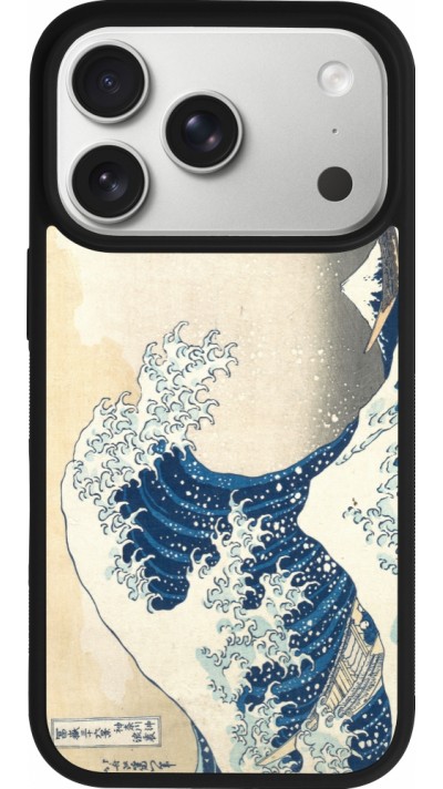 Coque iPhone 17 Pro - Silicone rigide noir Tableau art - La Grande Vague de Kanagawa - Hokusai