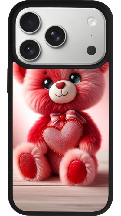 iPhone 17 Pro Case Hülle - Silikon schwarz Valentin 2024 Rosaroter Teddybär