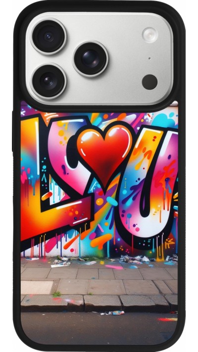 iPhone 17 Pro Case Hülle - Silikon schwarz Valentin 2025 Liebe U Tag